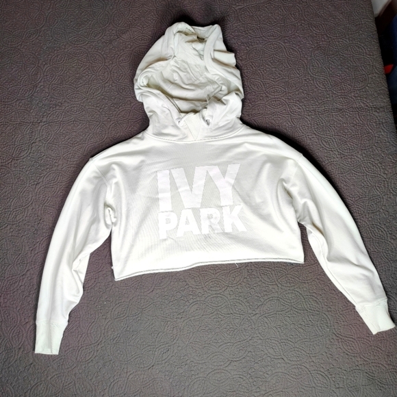 Adidas Ivy Park X Crop Hoodie Sweatshirt Womens Size XS Pale Mint Green Grunge - Picture 1 of 12